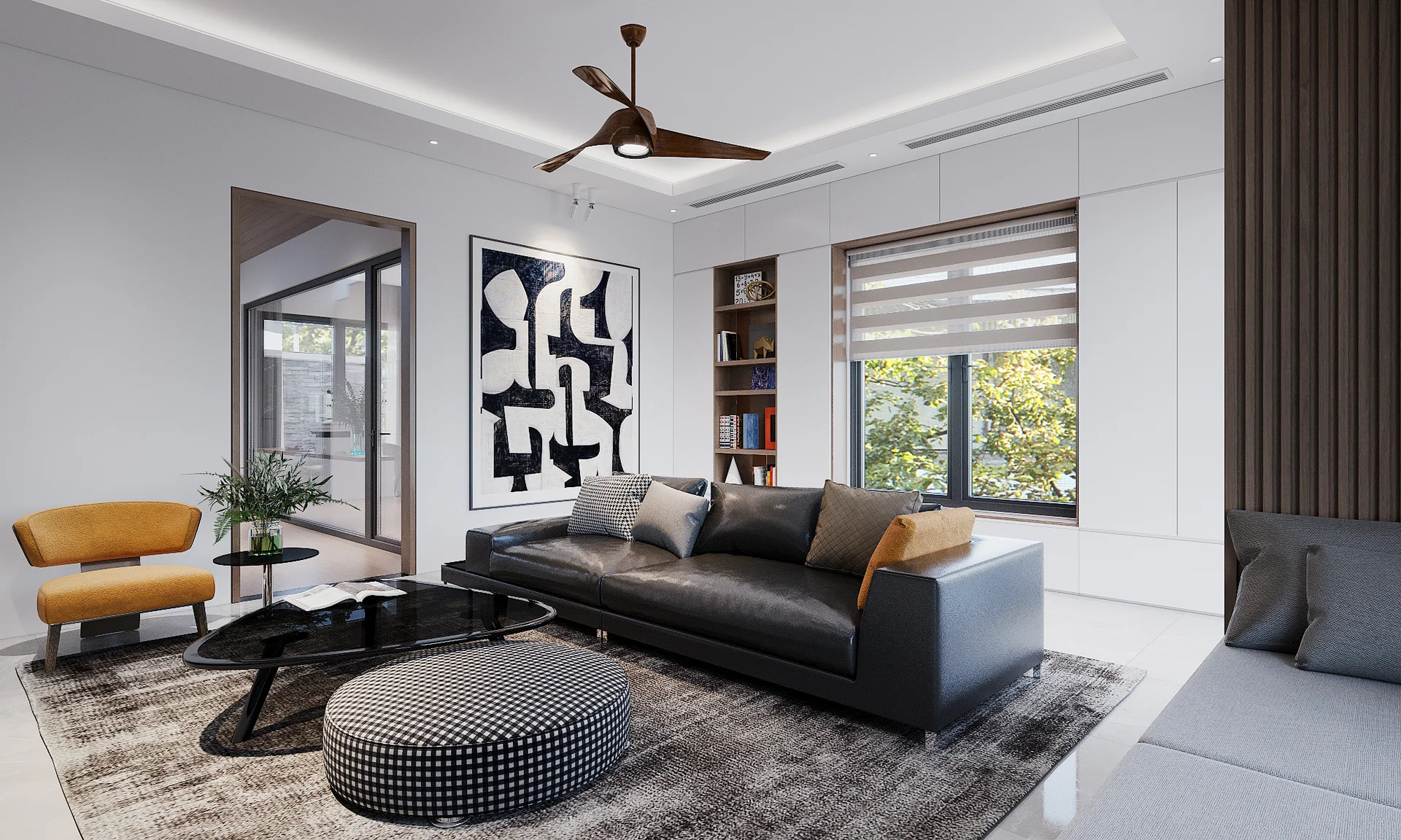 Kết nối phòng khách
và không gian thờ